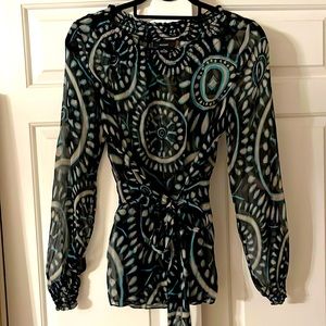 Alfani silk blouse with tie at waist.